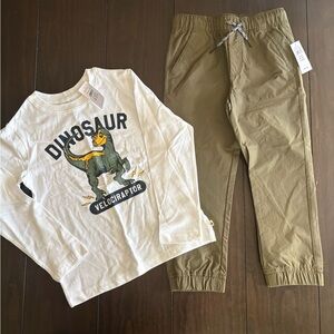 GAP Dinosaur Graphic Shirt and Olive Joggers Set 5
